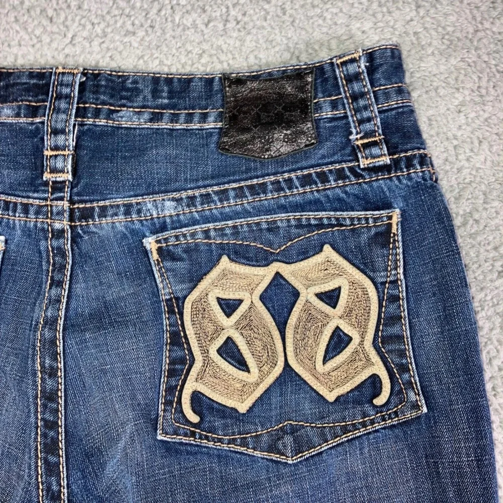 Express Jeans Blake Men 36x32 Loose Boot Leg‎ Embroidered Y2K Thick Stitch 36x29